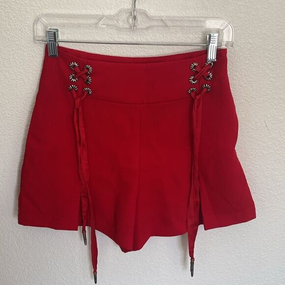 The Kooples Red Lace Up Shorts XS - Picture 3 of 9
